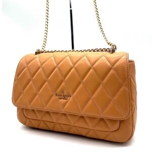 Kate Spade Carey Medium Quilted Leather Flap Shoulder Bag Tiramisu